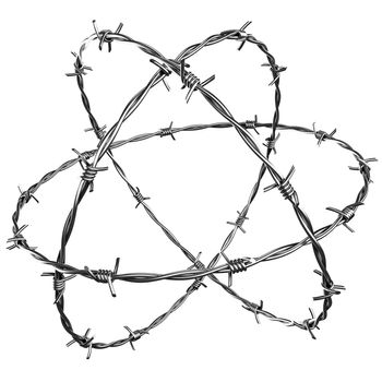 3d rendering of barbed wire, add something in the middle to create a strong concept