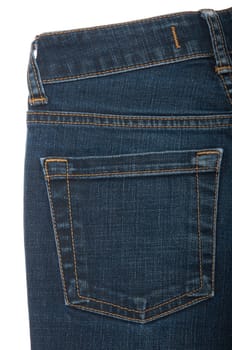 blue jeans back pocket isolated on the white background