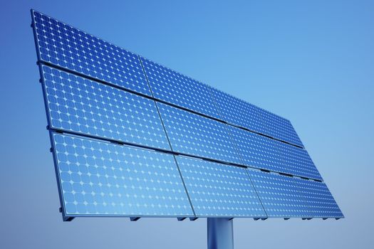 3d rendering of a solar panel on a clear sky