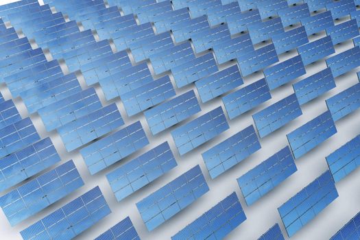 3d rendering of solar panels on a white background