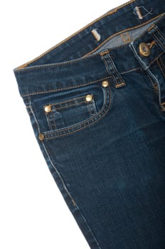 blue jeans front pocket isolated on the white background