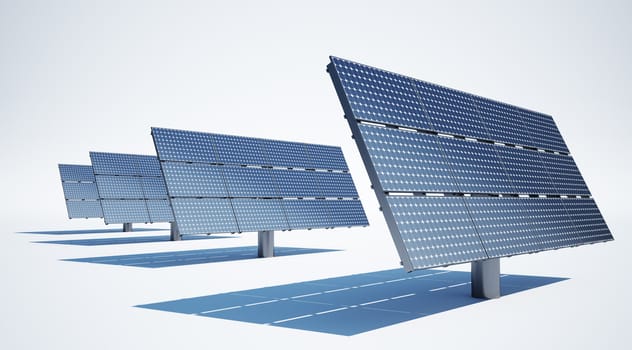 3d rendering of solar panels on a clean white background