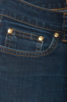 blue jeans front pocket isolated on the white background