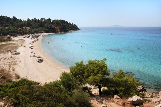 Koviou beach in Sithonia, Chalkidiki, one of the most beautiful beaches in Greece.