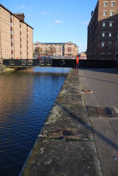 beautiful Gloucester docks with typical warehouse buildings