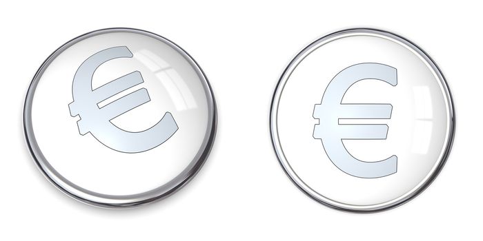 3D button with Euro symbol � silver on white