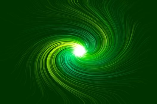 Abstract green swirling light against green background.