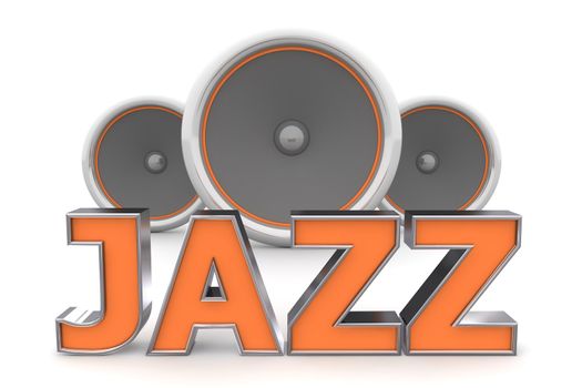 word Jazz with three speakers in background - orange style