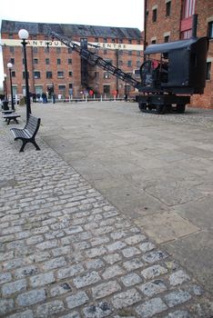 antique railway steam crane on Gloucester Docks, England (UK)