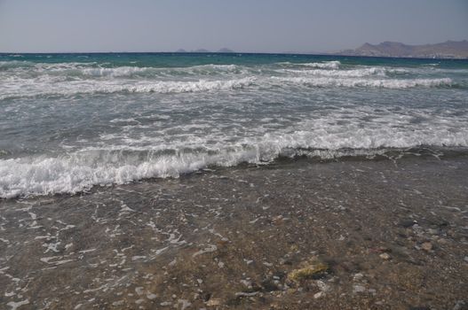 beautiful beach in Kos, Greece (Turkey on the background)