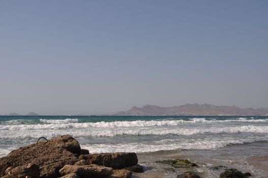 beautiful beach in Kos, Greece (Turkey on the background)