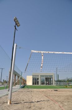 beach volleyball arena with gorgeous blue sky background