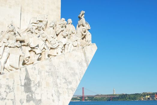 famous discoveries monument of navigators statues in a stone caravel