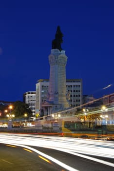photo of Marques do Pombal with traffic blur motion
