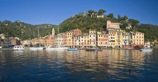 Panorama of Portofino, famous small town near Genova, Italy