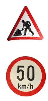 Traffic signs isolated over a white background