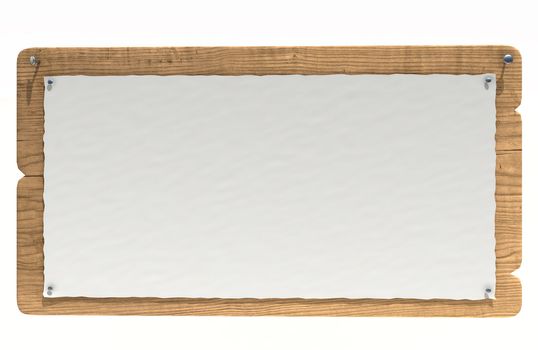 old wooden notice board isolated over white