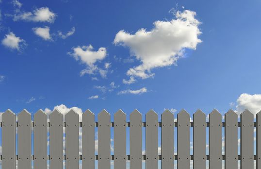 white/gray fence and blue sky