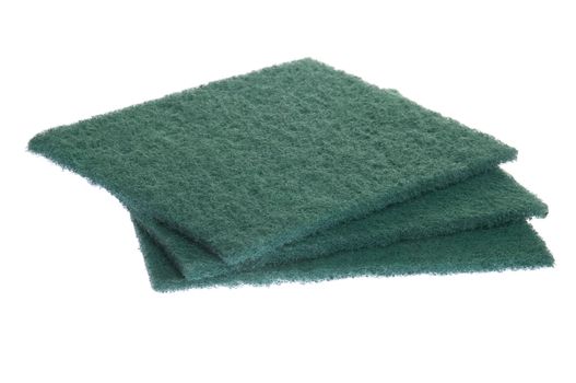 green kitchen sponges cloth isolated on white background