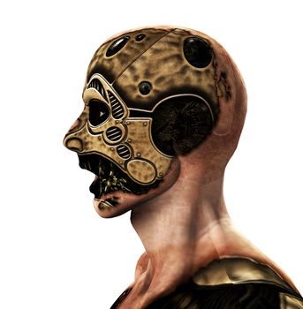 A male cyborg for technology concepts.