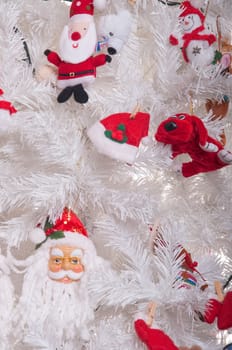 decorated christmas tree close-up background (white tree)