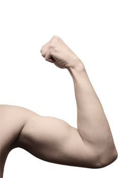 athletic arm on white background