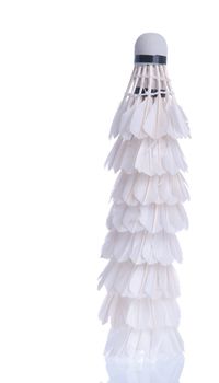 stack of white badminton shuttlecocks isolated on white background