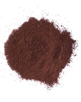 fresh coffee powder isolated on white background (chaotic version)