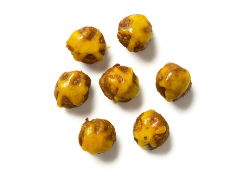 meat balls with melted cheese isolated