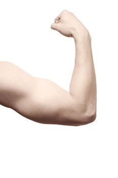 athletic arm on white background