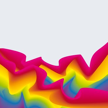 rainbow design with waves and wrinkles on blue background

