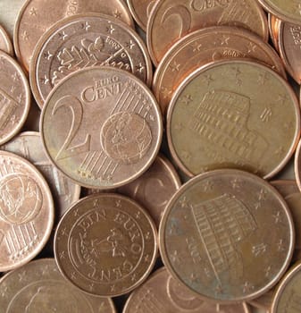 Range of Euro coins useful as a background