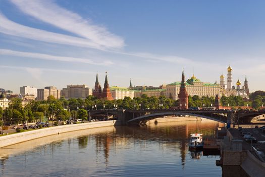 Russian Moscow Kremlin near the Moscow-River