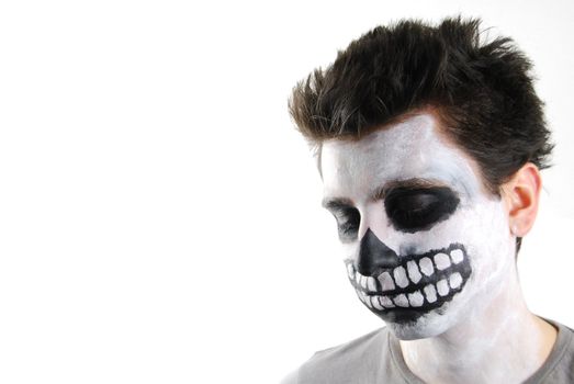 portrait of a creepy skeleton guy perfect for Carnival (isolated on white)