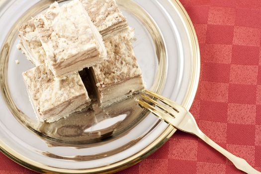 Delicious Halva served in silver-golden dish