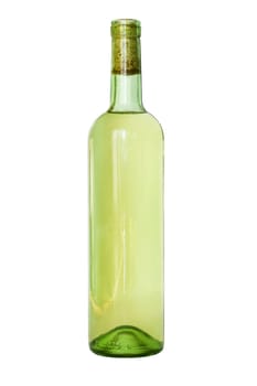 White wine bottle with cork isolated on white background