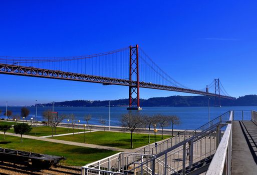 Construction of the bridge, railway and transport bridge
Portugal Lisbon Bridge on April 25 architecture