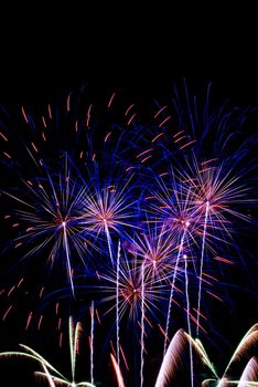 Firework streaks in the night sky
