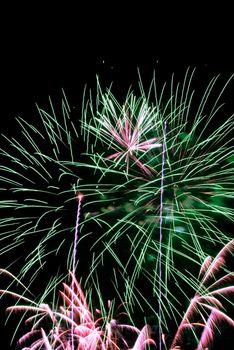Firework streaks in the night sky