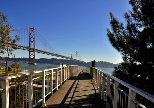 Construction of the bridge, railway and transport bridge
Portugal Lisbon Bridge on April 25 architecture