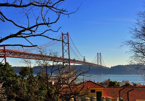 Construction of the bridge, railway and transport bridge
Portugal Lisbon Bridge on April 25 architecture