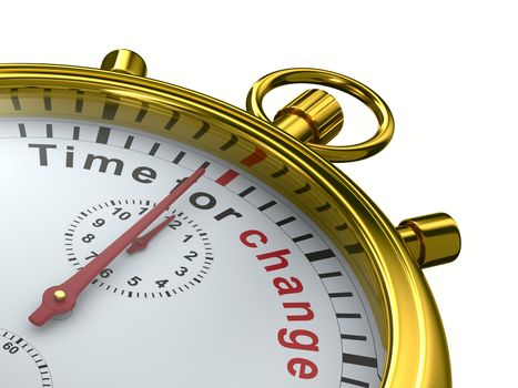 Time for change. Stopwatch on white background. Isolated 3D image