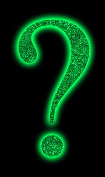 Green question mark with labyrinth