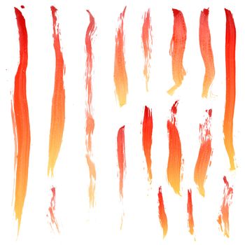 Colorful brush strokes isolated on white background.