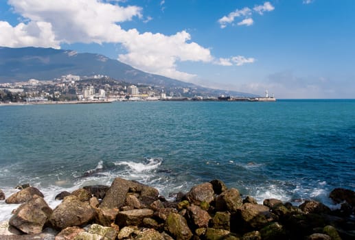 Yalta embankment. View of the lighthouse