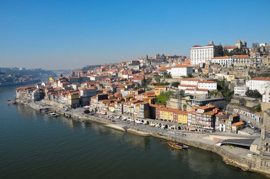 View at the city of Porto situated on the north bank of the river Douro in Portugal