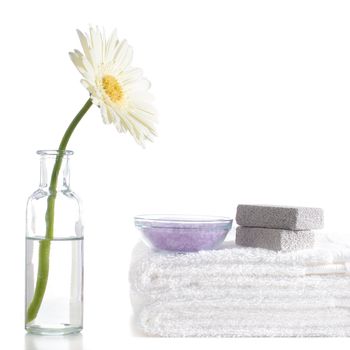 Bath products being displayed on a white background.