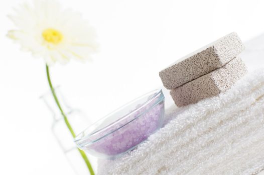 Bath products being displayed on a white background.