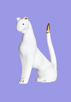 Porcelain figurine of a white panther