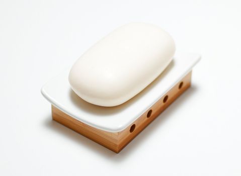 Soap on display on a white background.